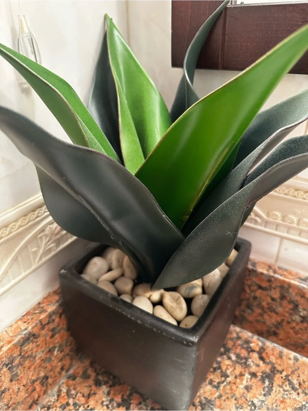 12” Agave Succulent Artificial Plant Home Decor In Black Square Planter